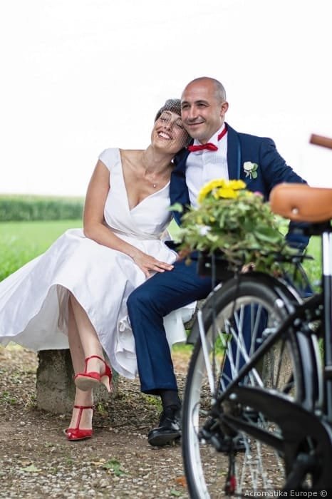 gli sposi in bicicletta